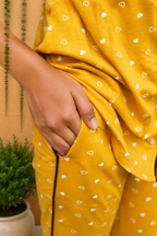 PREMIUM COLLAR PYJAMA SET DRESS WITH YELLOW HEART
