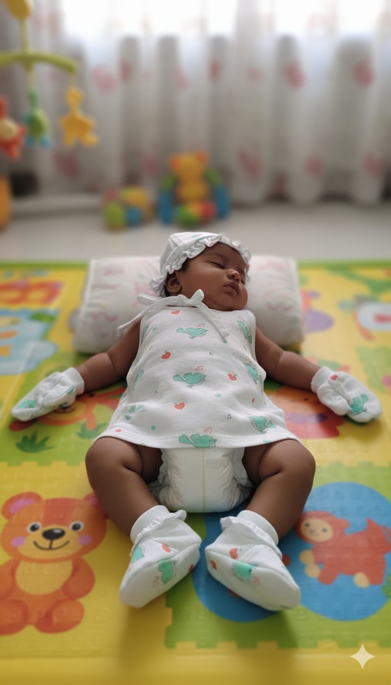 Muslin Jabla Knotted (Only Booties, Mittens, Frill Cap)