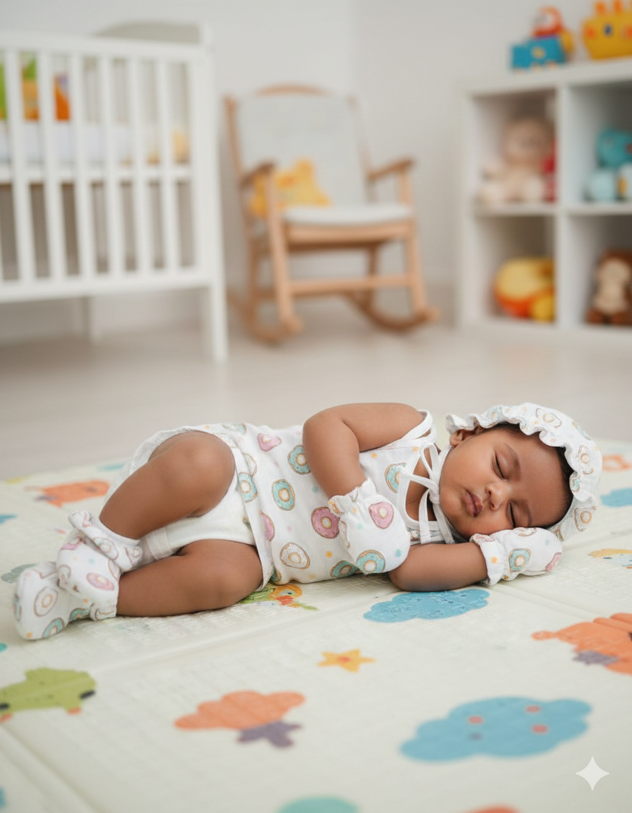 Muslin Jabla Knotted (Only Booties, Mittens, Frill Cap)