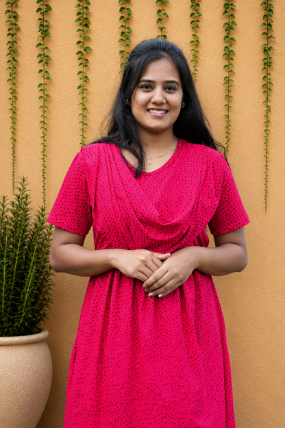 Redish Dot (Zipless Maternity Shawl)