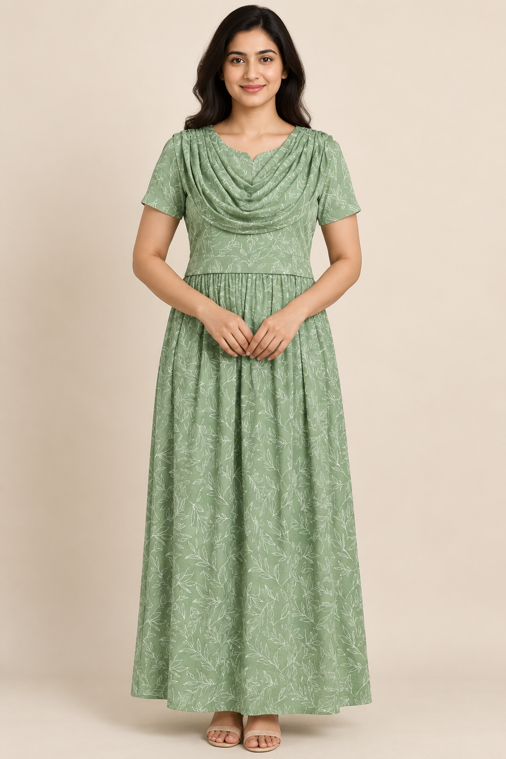 Mild Floral Green (Zipless Maternity Shawl)