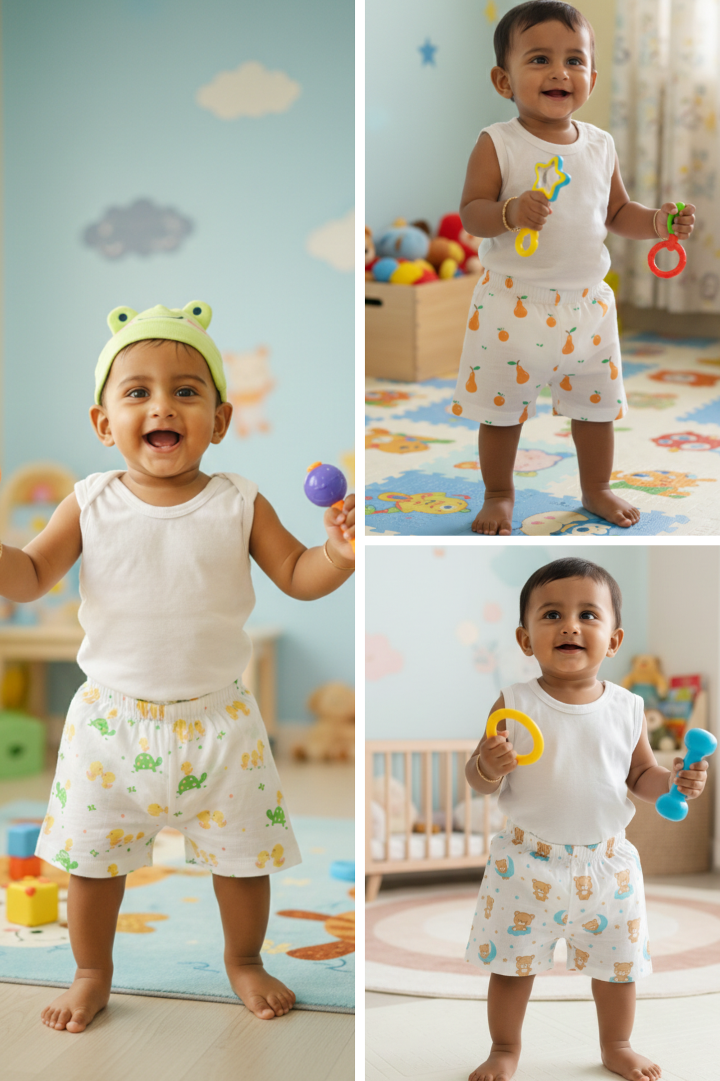 (3 Pc) Muslin Shorts