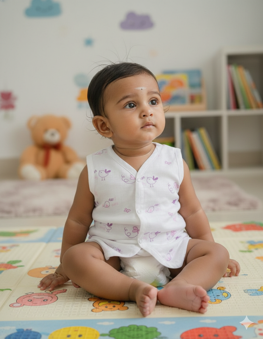 (3 Pc) Muslin Snap Button Jabla Sleeve Less