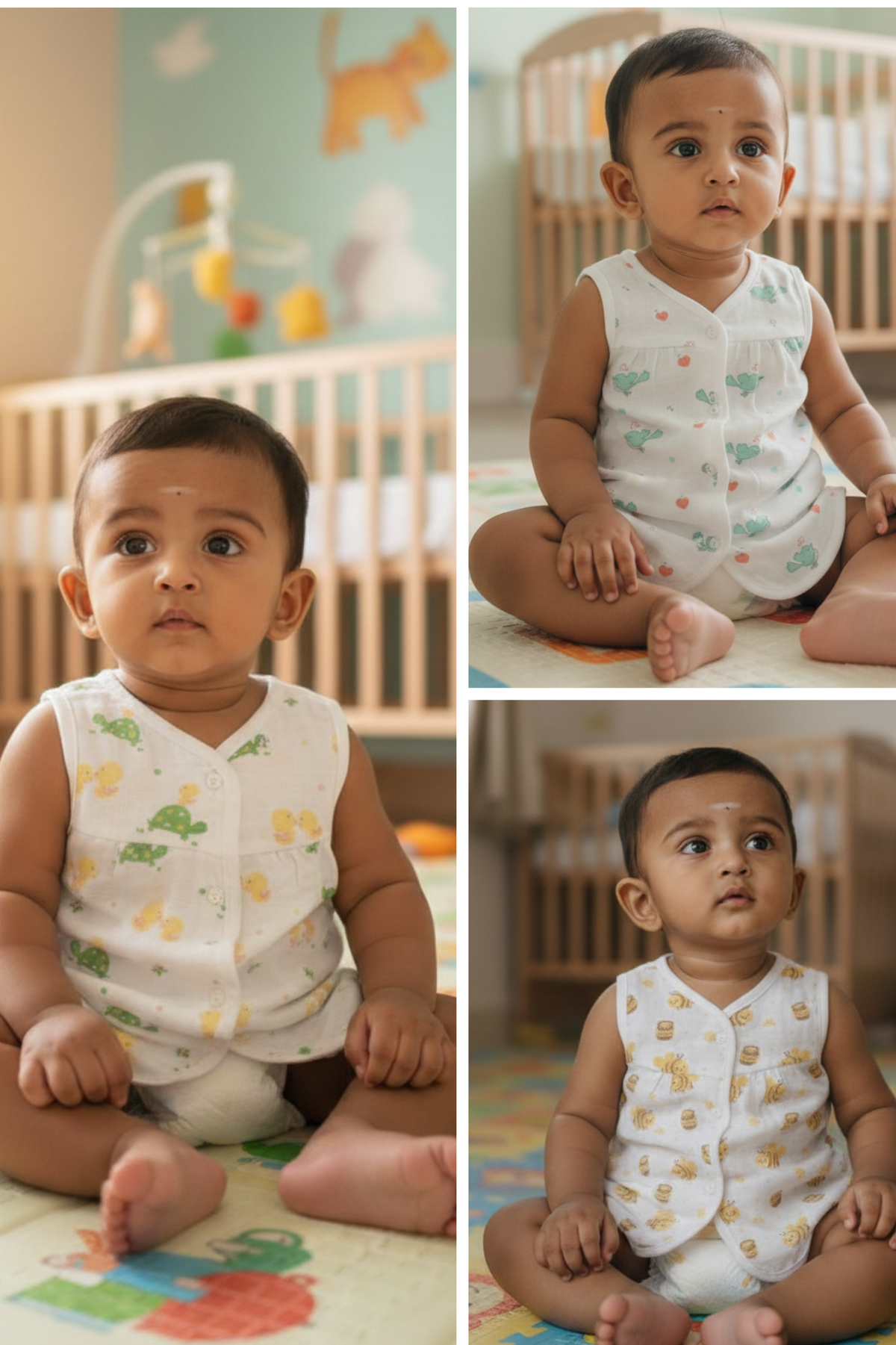 (3 Pc) Muslin Frock Front Open
