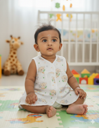 (3 Pc) Muslin Frock Front Open
