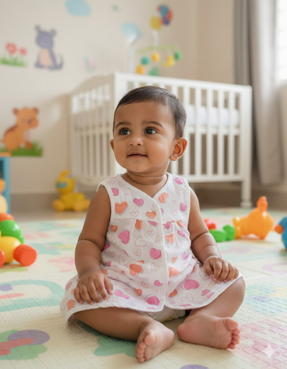 (3 Pc) Muslin Frock Front Open