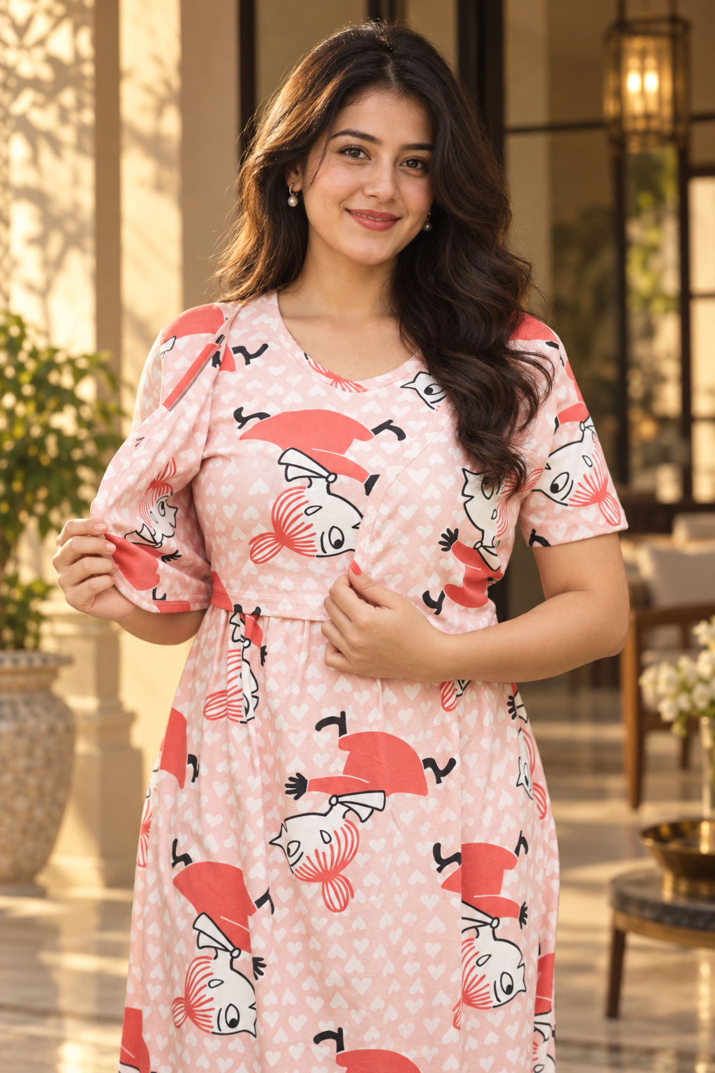MATERNITY ATTACHED COAT (Blush Charm)