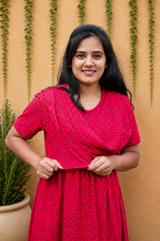 Redish Dot (Zipless Maternity Shawl)