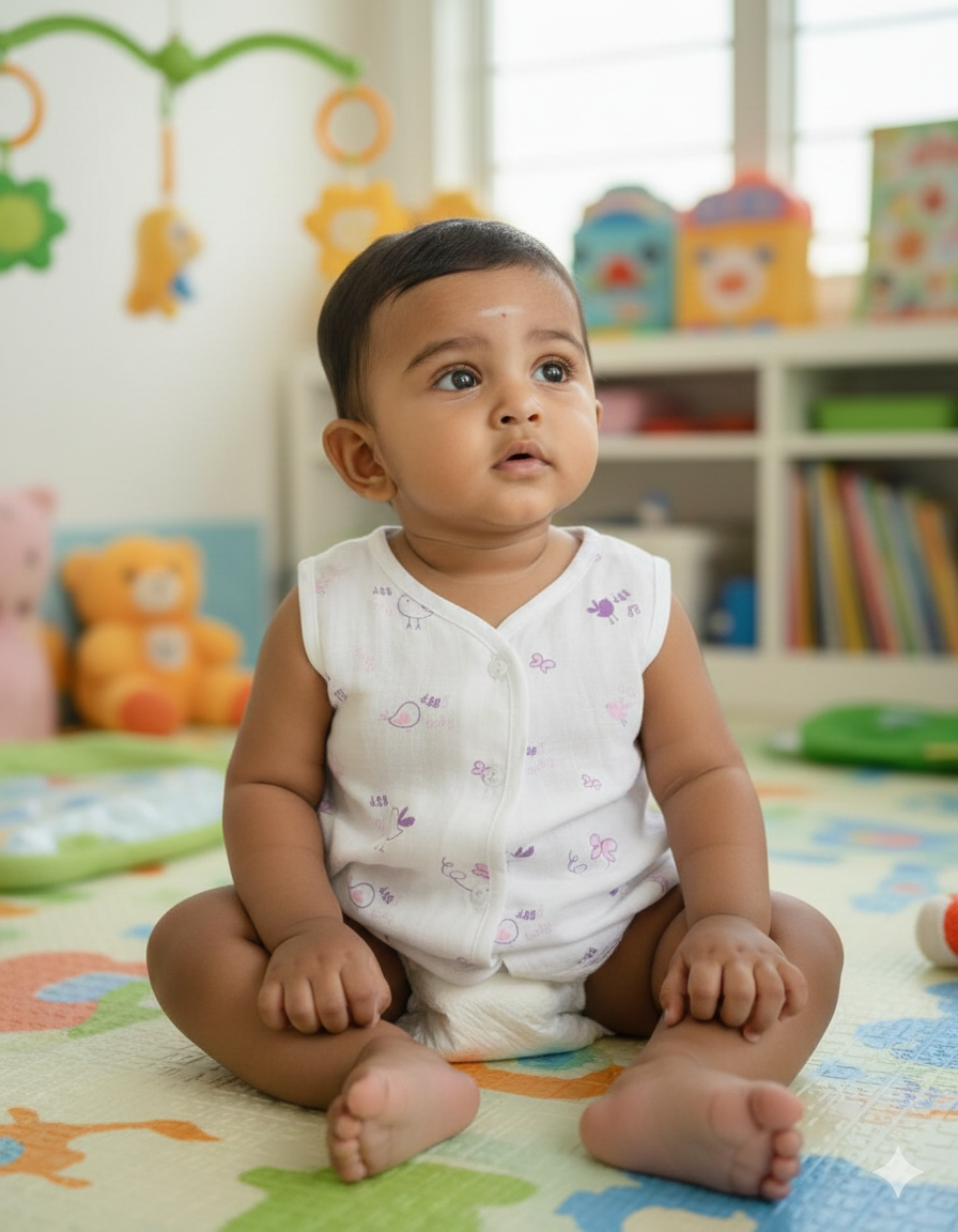 (3 Pc) Muslin Frock Front Open