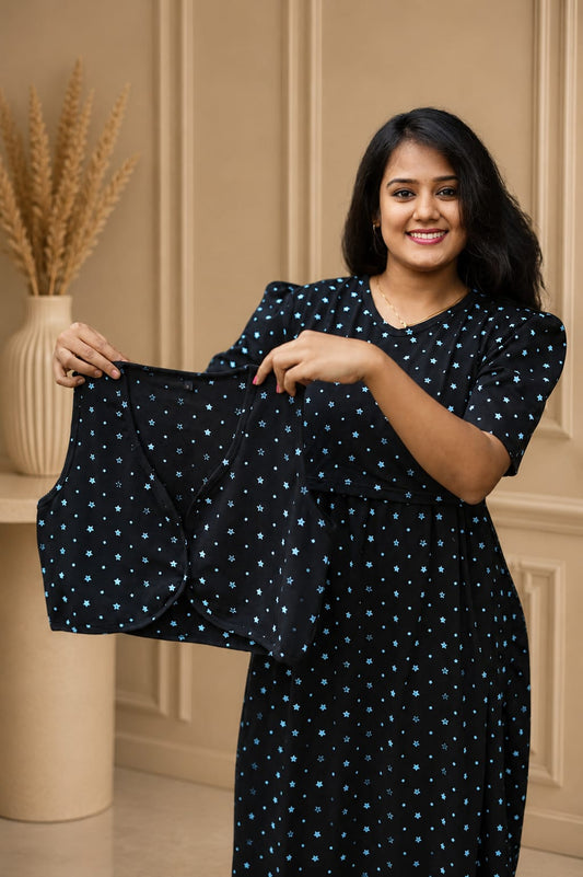 MATERNITY REMOVABLE COAT (Premium Black with Bluora Star)