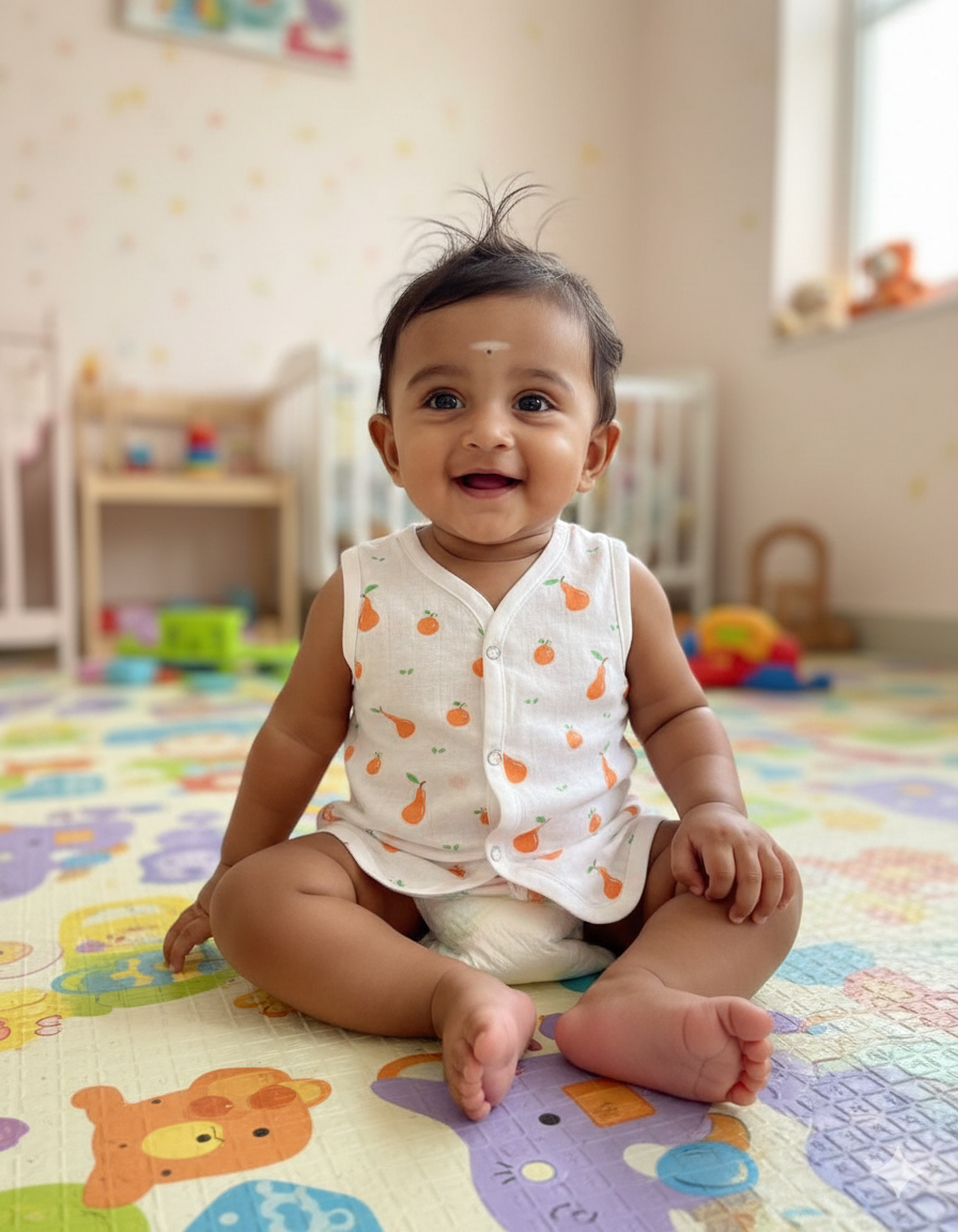 Muslin Snap Button Jabla Sleeve Less