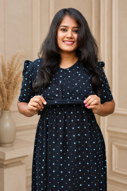MATERNITY REMOVABLE COAT (Premium Black with Bluora Star)